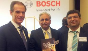 &ldquo;Dr. Rishi with Dr. Volkmar Denner, Bosch CEO & CP Gurnani, CEO & MD, Tech Mahindra&rdquo;